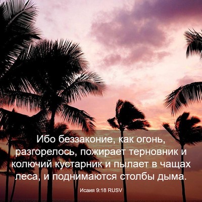 Picture 03 - Исаия 9:18 RUSV - Ибо беззаконие, как огонь, - Bible Verse Picture