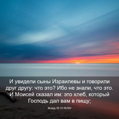 Picture 03 - Исход 16:15 RUSV - И увидели сыны Израилевы и - Bible Verse Picture