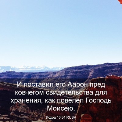 Picture 03 - Исход 16:34 RUSV - И поставил его Аарон пред - Bible Verse Picture