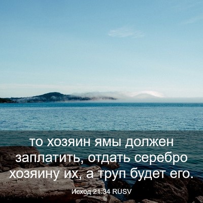 Picture 03 - Исход 21:34 RUSV - то хозяин ямы должен - Bible Verse Picture
