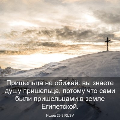 Picture 03 - Исход 23:9 RUSV - Пришельца не обижай: вы - Bible Verse Picture