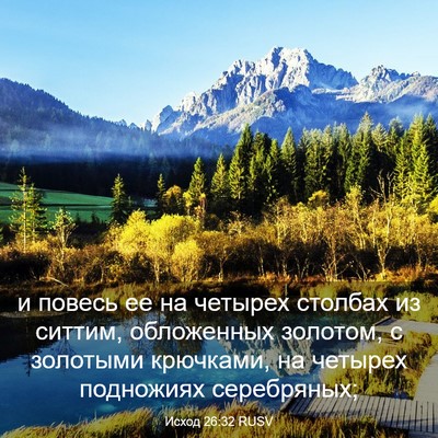 Picture 03 - Исход 26:32 RUSV - и повесь ее на четырех - Bible Verse Picture