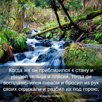 Picture 03 - Исход 32:19 RUSV - Когда же он приблизился к - Bible Verse Picture