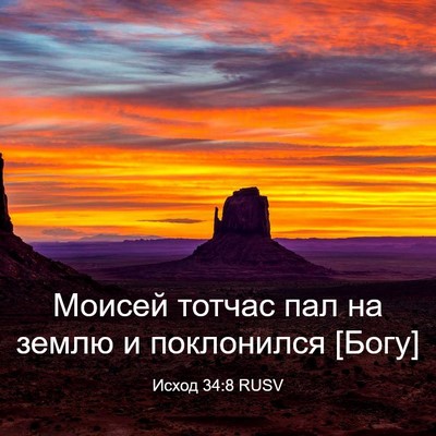 Picture 03 - Исход 34:8 RUSV - Моисей тотчас пал на землю - Bible Verse Picture
