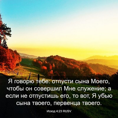 Picture 03 - Исход 4:23 RUSV - Я говорю тебе: отпусти сына - Bible Verse Picture