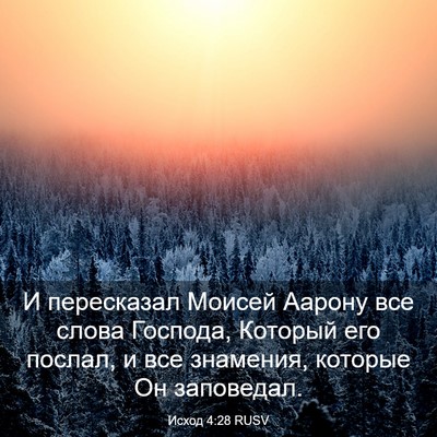 Picture 03 - Исход 4:28 RUSV - И пересказал Моисей Аарону - Bible Verse Picture