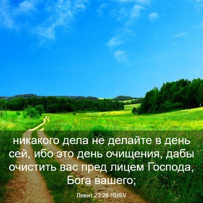 Picture 03 - Левит 23:28 RUSV - никакого дела не делайте в - Bible Verse Picture