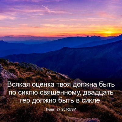 Picture 03 - Левит 27:25 RUSV - Всякая оценка твоя должна - Bible Verse Picture
