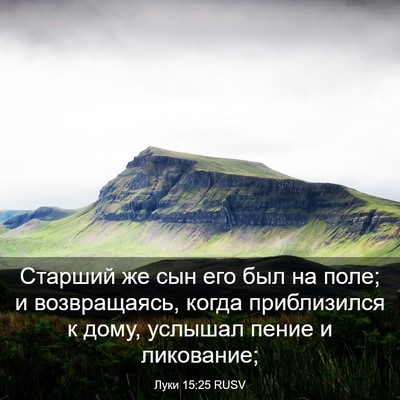 Picture 03 - Луки 15:25 RUSV - Старший же сын его был на - Bible Verse Picture
