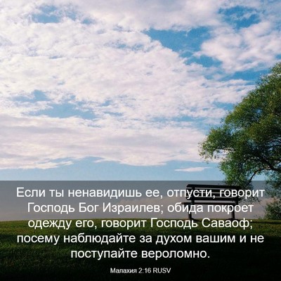 Picture 03 - Малахия 2:16 RUSV - Если ты ненавидишь ее, - Bible Verse Picture