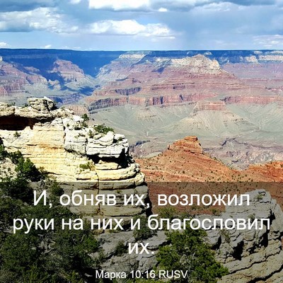 Picture 03 - Марка 10:16 RUSV - И, обняв их, возложил руки - Bible Verse Picture