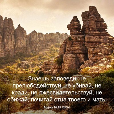 Picture 03 - Марка 10:19 RUSV - Знаешь заповеди: не - Bible Verse Picture