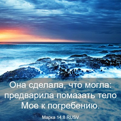 Picture 03 - Марка 14:8 RUSV - Она сделала, что могла: - Bible Verse Picture