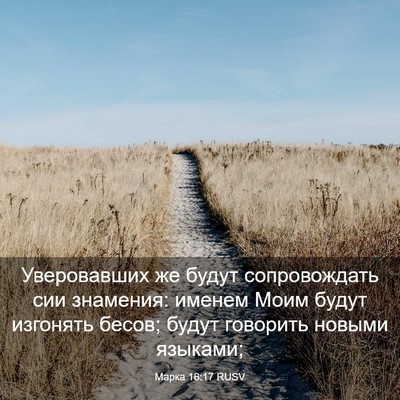 Picture 03 - Марка 16:17 RUSV - Уверовавших же будут - Bible Verse Picture