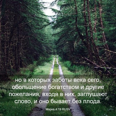 Picture 03 - Марка 4:19 RUSV - но в которых заботы века - Bible Verse Picture
