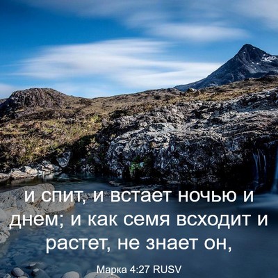 Picture 03 - Марка 4:27 RUSV - и спит, и встает ночью и - Bible Verse Picture