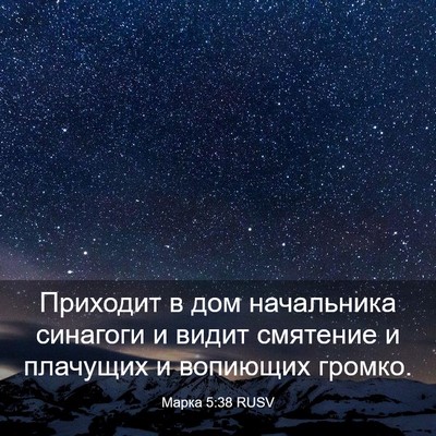 Picture 03 - Марка 5:38 RUSV - Приходит в дом начальника - Bible Verse Picture