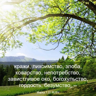 Picture 03 - Марка 7:22 RUSV - кражи, лихоимство, злоба, - Bible Verse Picture