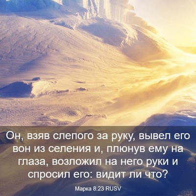 Picture 03 - Марка 8:23 RUSV - Он, взяв слепого за руку, - Bible Verse Picture