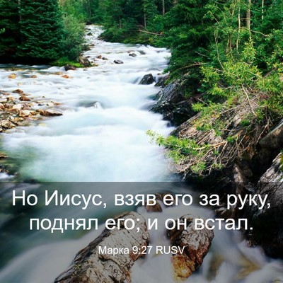 Picture 03 - Марка 9:27 RUSV - Но Иисус, взяв его за руку, - Bible Verse Picture
