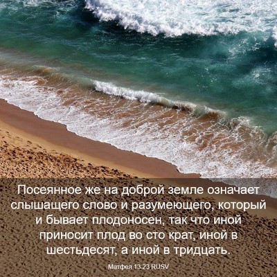Picture 03 - Матфея 13:23 RUSV - Посеянное же на доброй - Bible Verse Picture