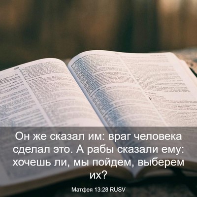 Picture 03 - Матфея 13:28 RUSV - Он же сказал им: враг - Bible Verse Picture