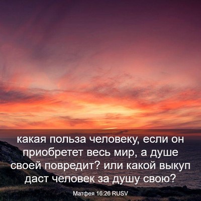 Picture 03 - Матфея 16:26 RUSV - какая польза человеку, - Bible Verse Picture