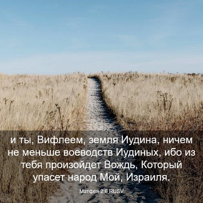 Picture 03 - Матфея 2:6 RUSV - и ты, Вифлеем, земля Иудина, - Bible Verse Picture