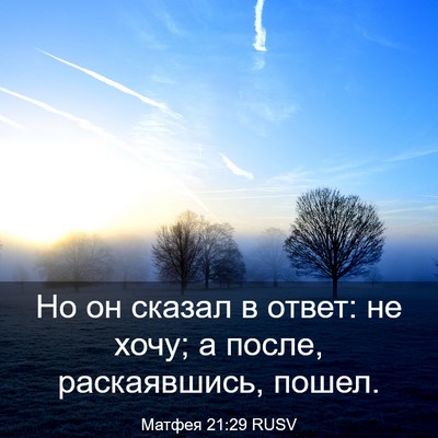 Picture 03 - Матфея 21:29 RUSV - Но он сказал в ответ: не - Bible Verse Picture
