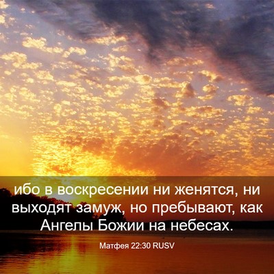 Picture 03 - Матфея 22:30 RUSV - ибо в воскресении ни - Bible Verse Picture