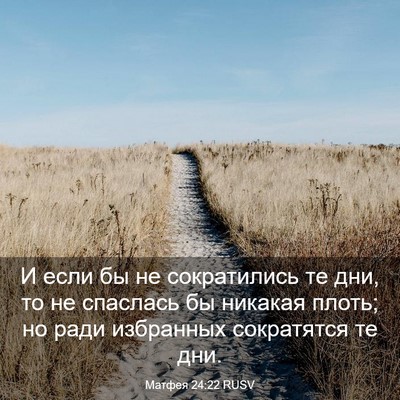 Picture 03 - Матфея 24:22 RUSV - И если бы не сократились те - Bible Verse Picture