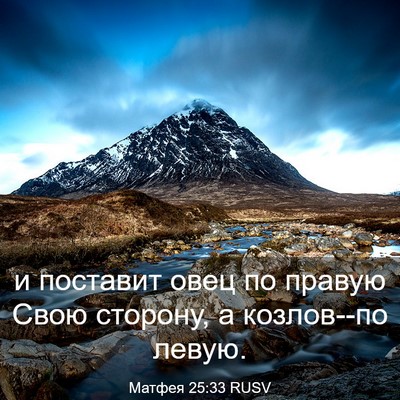 Picture 03 - Матфея 25:33 RUSV - и поставит овец по правую - Bible Verse Picture