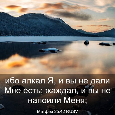 Picture 03 - Матфея 25:42 RUSV - ибо алкал Я, и вы не дали - Bible Verse Picture