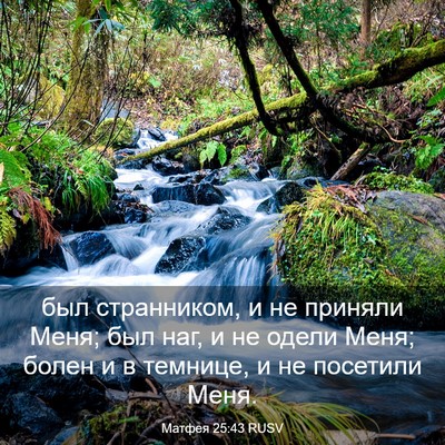 Picture 03 - Матфея 25:43 RUSV - был странником, и не - Bible Verse Picture