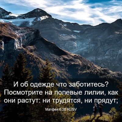 Picture 03 - Матфея 6:28 RUSV - И об одежде что заботитесь? - Bible Verse Picture