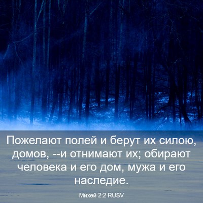 Picture 03 - Михей 2:2 RUSV - Пожелают полей и берут их - Bible Verse Picture