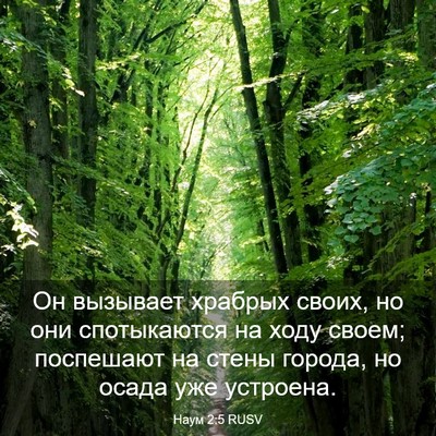 Picture 03 - Наум 2:5 RUSV - Он вызывает храбрых своих, - Bible Verse Picture