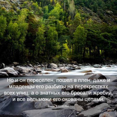 Picture 03 - Наум 3:10 RUSV - Но и он переселен, пошел в - Bible Verse Picture