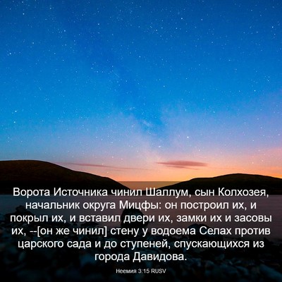 Picture 03 - Неемия 3:15 RUSV - Ворота Источника чинил - Bible Verse Picture