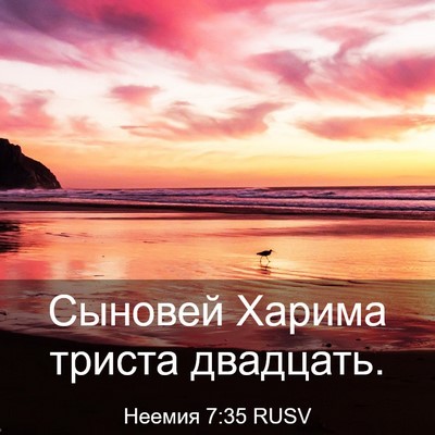 Picture 03 - Неемия 7:35 RUSV - Сыновей Харима триста - Bible Verse Picture