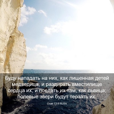Picture 03 - Осия 13:8 RUSV - Буду нападать на них, как - Bible Verse Picture