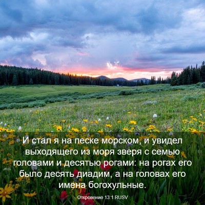Picture 03 - Откровение 13:1 RUSV - И стал я на песке морском, и - Bible Verse Picture