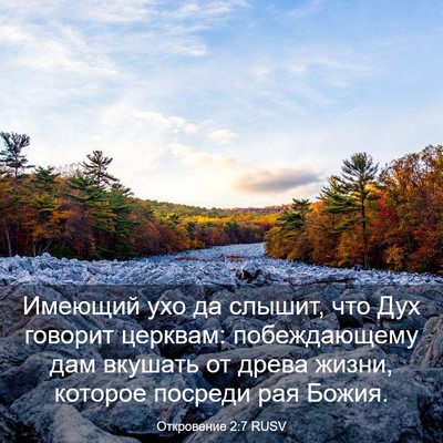 Picture 03 - Откровение 2:7 RUSV - Имеющий ухо да слышит, что - Bible Verse Picture