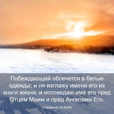 Picture 03 - Откровение 3:5 RUSV - Побеждающий облечется в - Bible Verse Picture