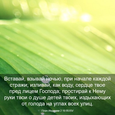 Picture 03 - Плач Иеремии 2:19 RUSV - Вставай, взывай ночью, при - Bible Verse Picture