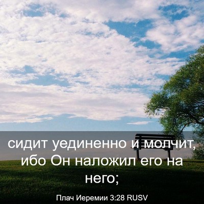 Picture 03 - Плач Иеремии 3:28 RUSV - сидит уединенно и молчит, - Bible Verse Picture