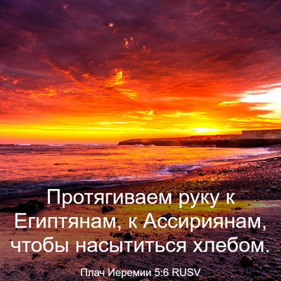 Picture 03 - Плач Иеремии 5:6 RUSV - Протягиваем руку к - Bible Verse Picture