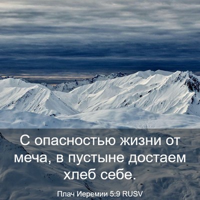 Picture 03 - Плач Иеремии 5:9 RUSV - С опасностью жизни от меча, - Bible Verse Picture