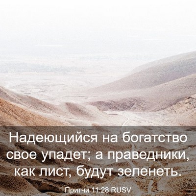 Picture 03 - Притчи 11:28 RUSV - Надеющийся на богатство - Bible Verse Picture