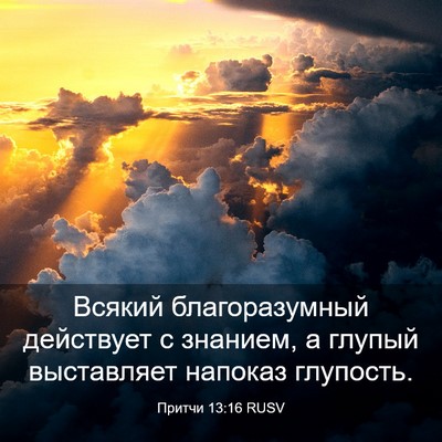 Picture 03 - Притчи 13:16 RUSV - Всякий благоразумный - Bible Verse Picture